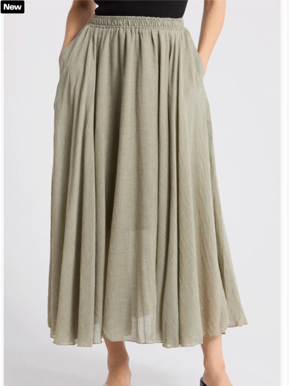 Max Studio Olive Green Sheer Maxi Skirt